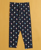 Bumzee Peach & Navy Graphic Print Leggings, Pack of 2, 100% Cotton