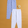 Girls Leggings White & Blue Pack of 2