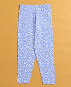 Bumzee White & Blue Floral Print Leggings, Pack of 2, 100% Cotton