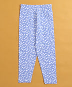 Bumzee White & Blue Floral Print Leggings, Pack of 2, 100% Cotton