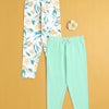 Girls Leggings Green & White Pack of 2