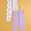 Girls Leggings Lavender & White Pack of 2