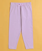 Bumzee Lavender & White Graphic Print Leggings, Pack of 2, 100% Cotton