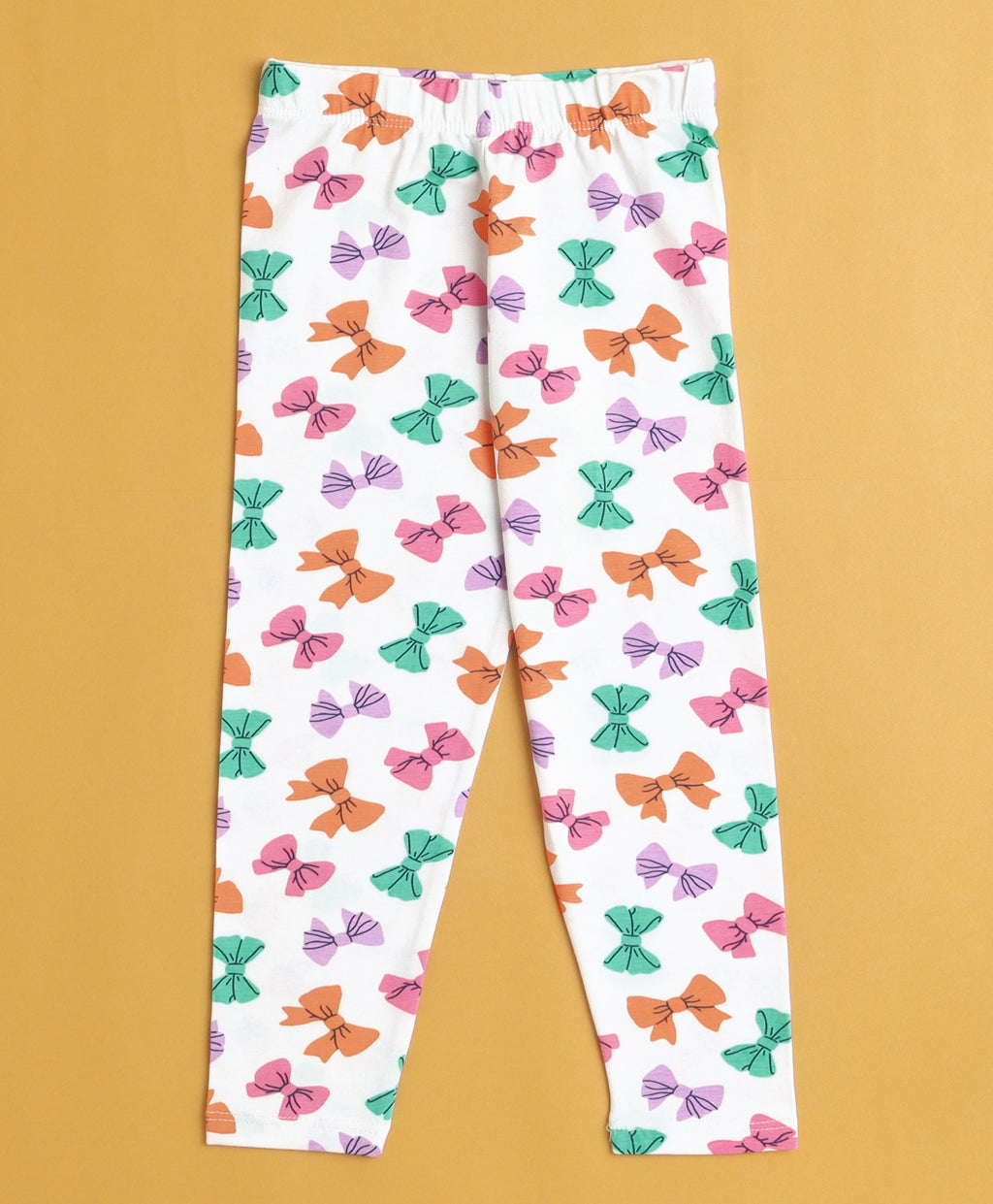 Bumzee Lavender & White Graphic Print Leggings, Pack of 2, 100% Cotton