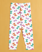Bumzee Lavender & White Graphic Print Leggings, Pack of 2, 100% Cotton