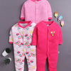 Pink & Baby Pink Baby Girls Full Sleeves Sleepsuit Pack Of 3
