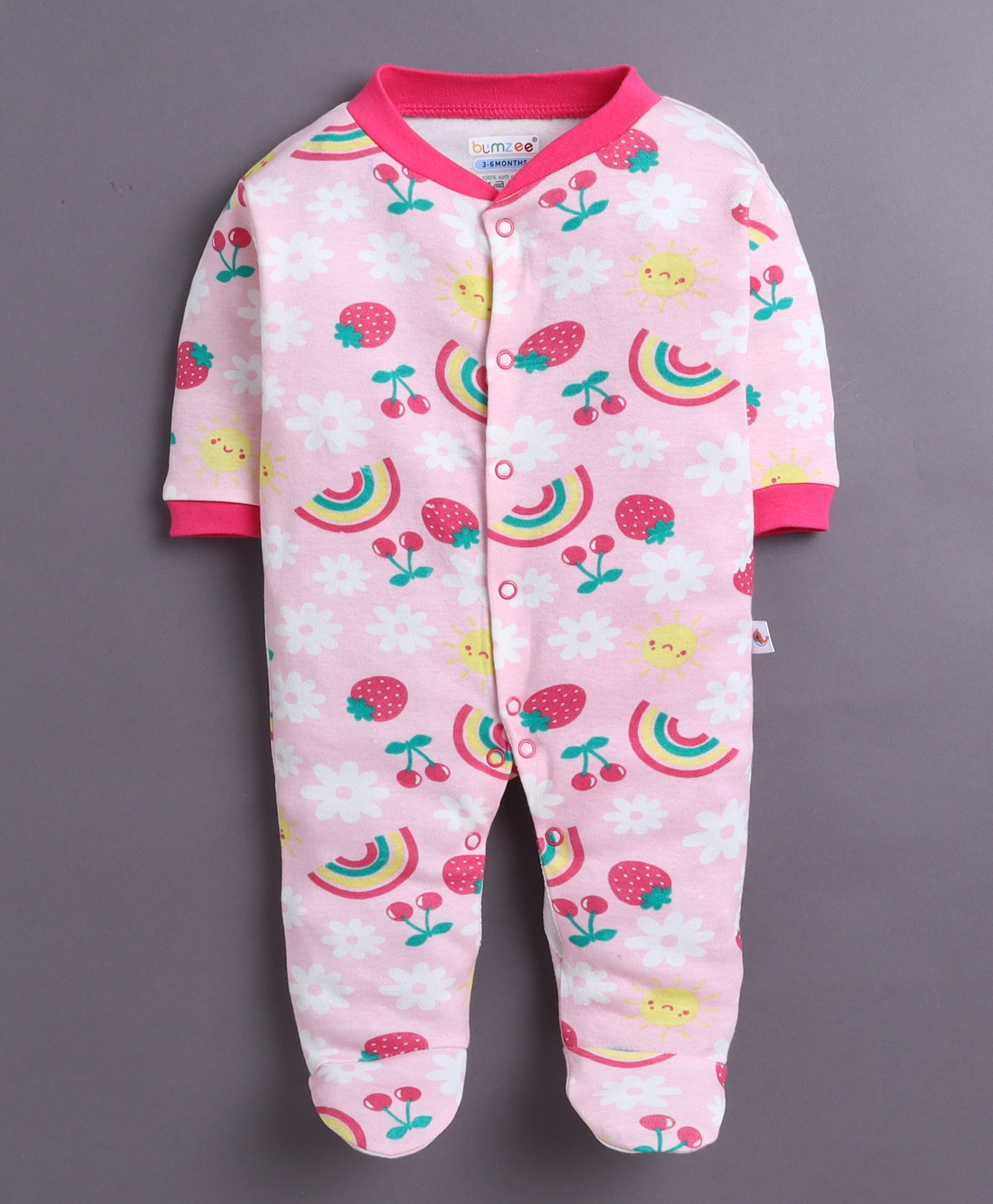 Pink & Baby Pink Baby Girls Full Sleeves Sleepsuit Pack Of 3