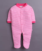 Bumzee Pink & Baby Pink Floral Print Sleepsuit, Pack of 3, Full Sleeves