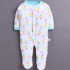 Mint Green & White Baby Girls Full Sleeves Sleepsuit Pack Of 3