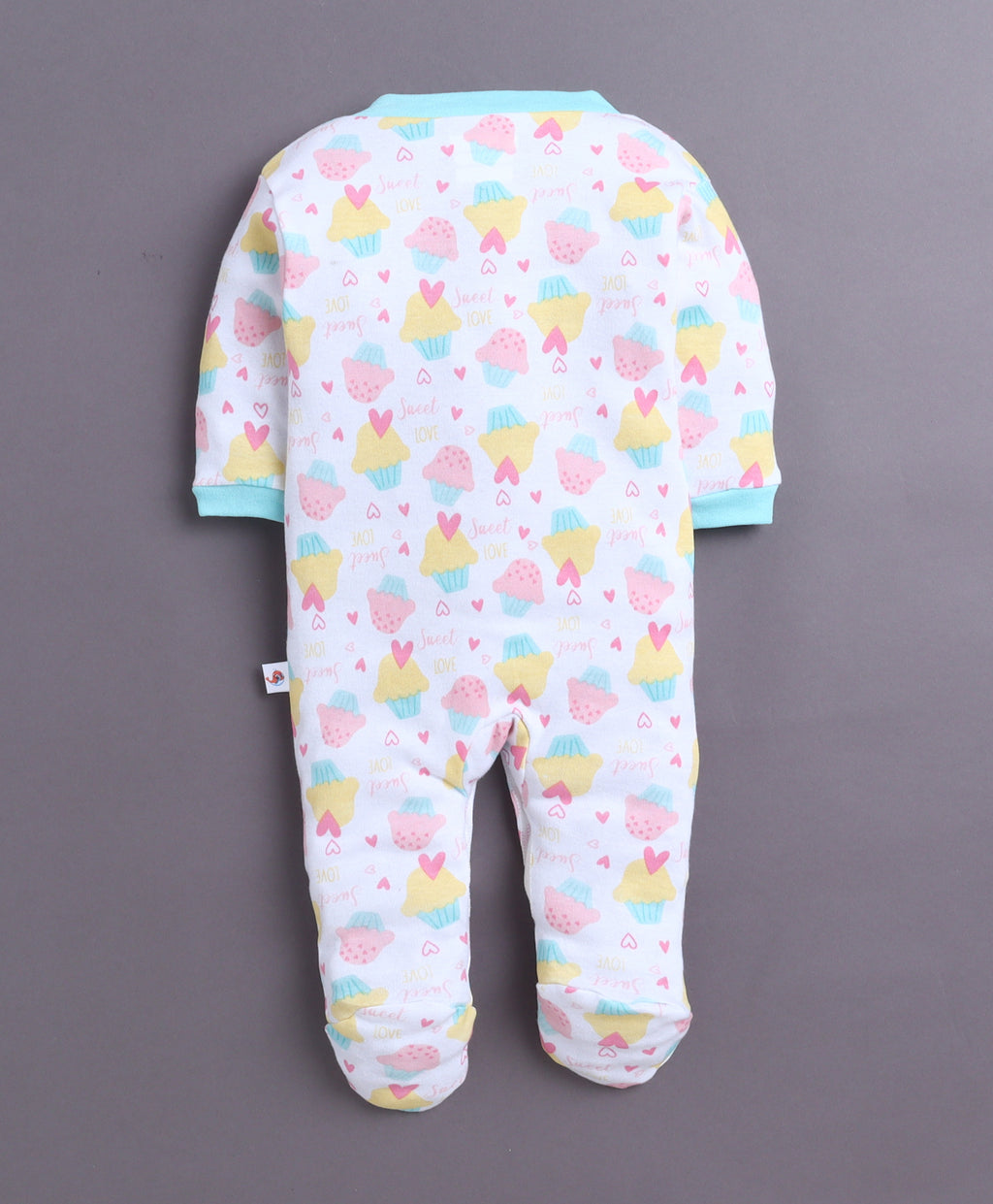 Bumzee Mint Green & White Graphic Print Sleepsuit, Pack of 3, Full Sleeves