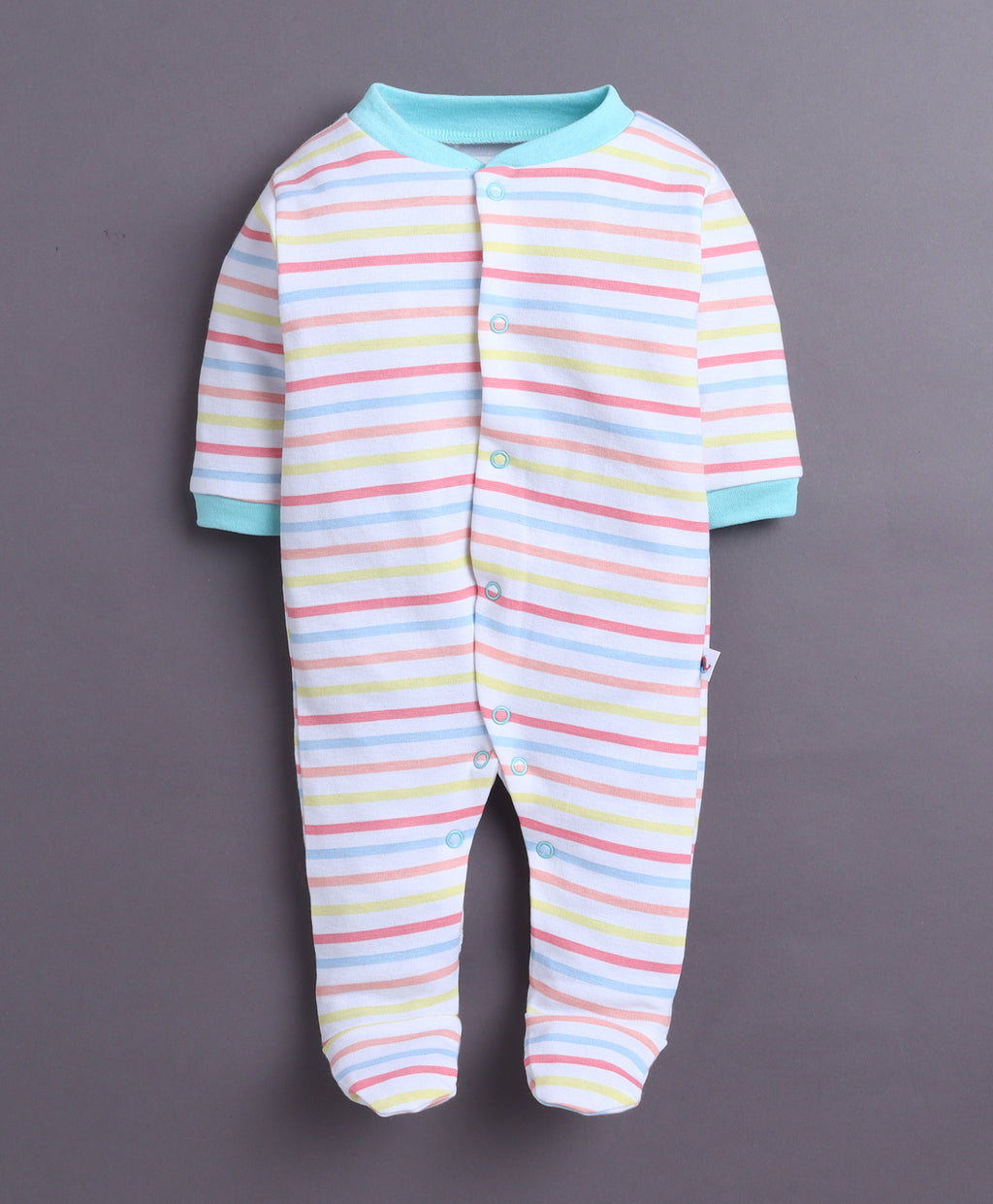 Bumzee Mint Green & White Graphic Print Sleepsuit, Pack of 3, Full Sleeves