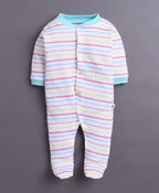 Bumzee Mint Green & White Graphic Print Sleepsuit, Pack of 3, Full Sleeves