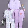 Lavender & White Baby Girls Full Sleeves Sleepsuit Pack Of 3