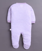 Bumzee Lavender & White Graphic Print Sleepsuit, Pack of 3, Full Sleeves (Style Peb11014)