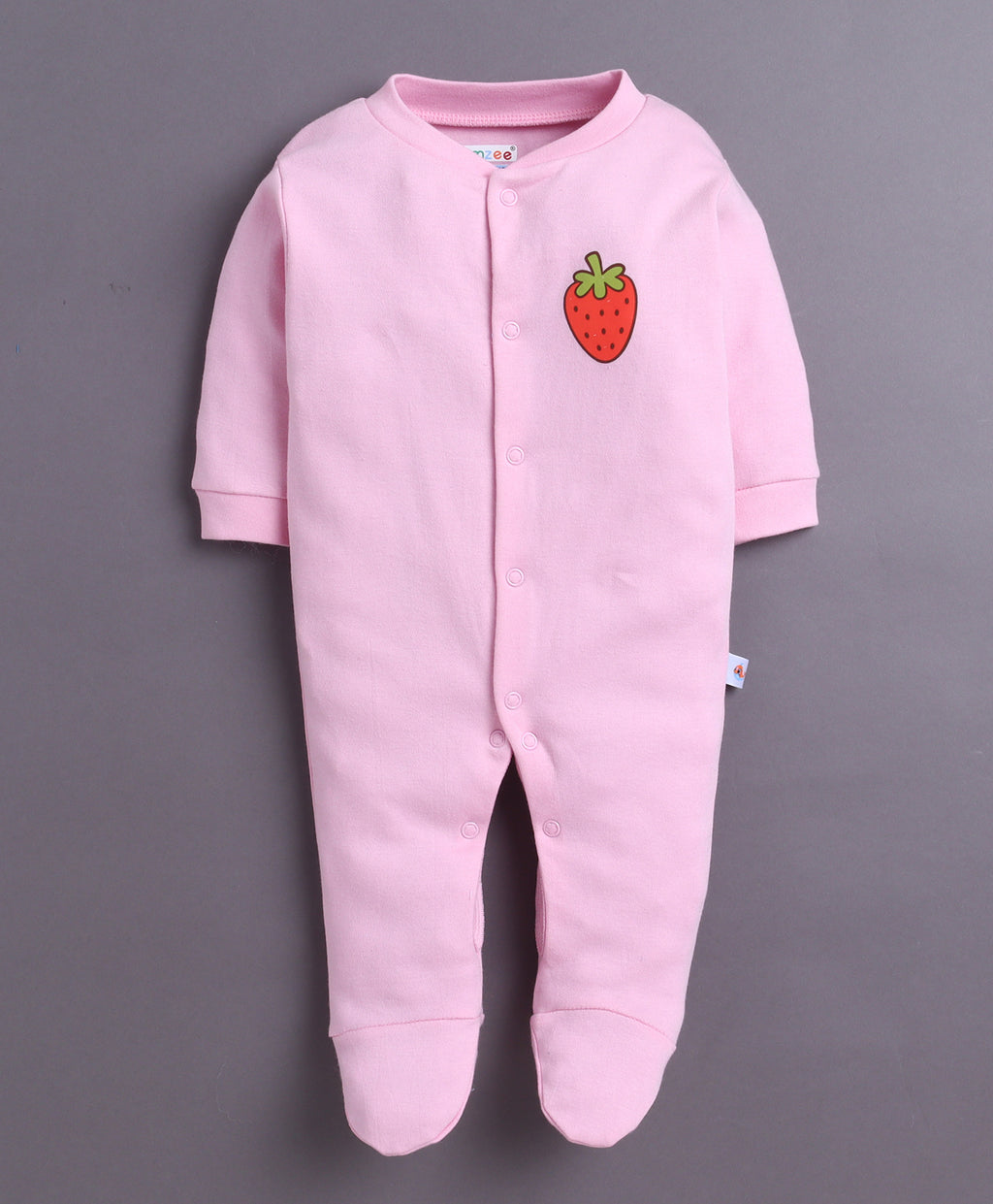 Bumzee Baby Pink & White Animal Print Sleepsuit, Pack of 3, Full Sleeves