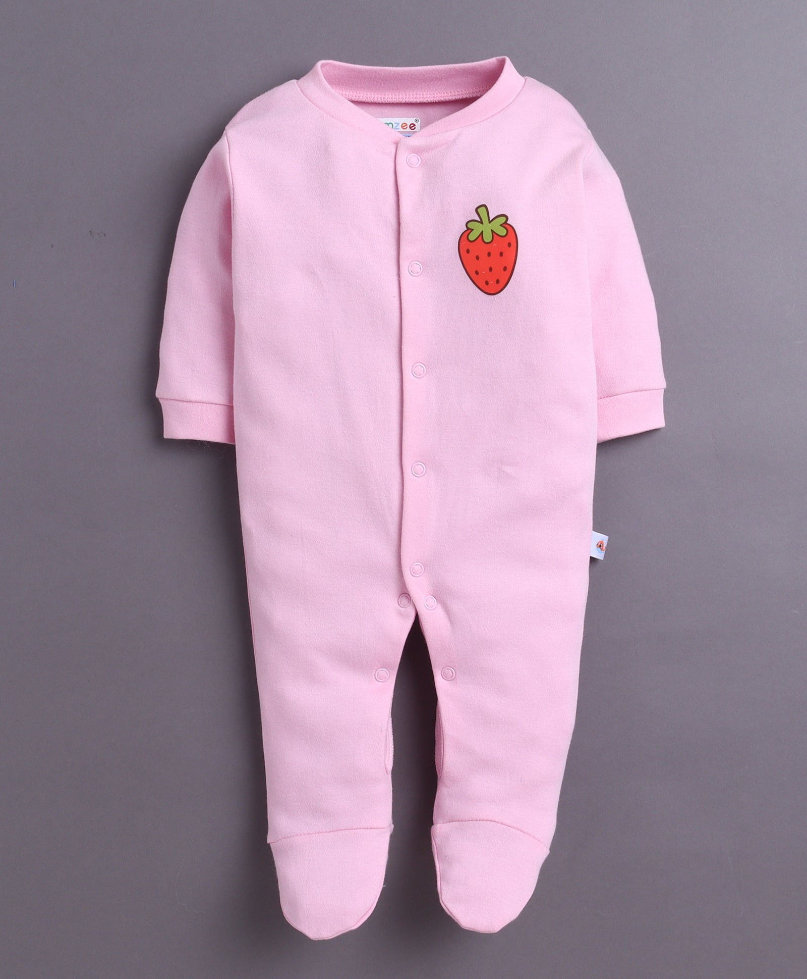 Baby Pink & White Baby Girls Full Sleeves Sleepsuit Pack Of 3