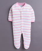 Bumzee Baby Pink & White Animal Print Sleepsuit, Pack of 3, Full Sleeves