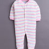 Baby Pink & White Baby Girls Full Sleeves Sleepsuit Pack Of 3