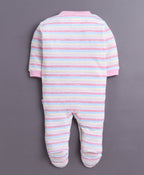 Bumzee Baby Pink & White Animal Print Sleepsuit, Pack of 3, Full Sleeves