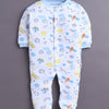 Sky Blue & White Baby Boys Full Sleeves Sleepsuit Pack Of 3