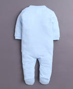 Bumzee Sky Blue & White Graphic Print Sleepsuit, Pack of 3, Full Sleeves