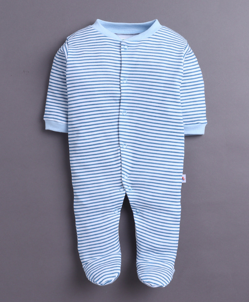 Bumzee Sky Blue & White Graphic Print Sleepsuit, Pack of 3, Full Sleeves