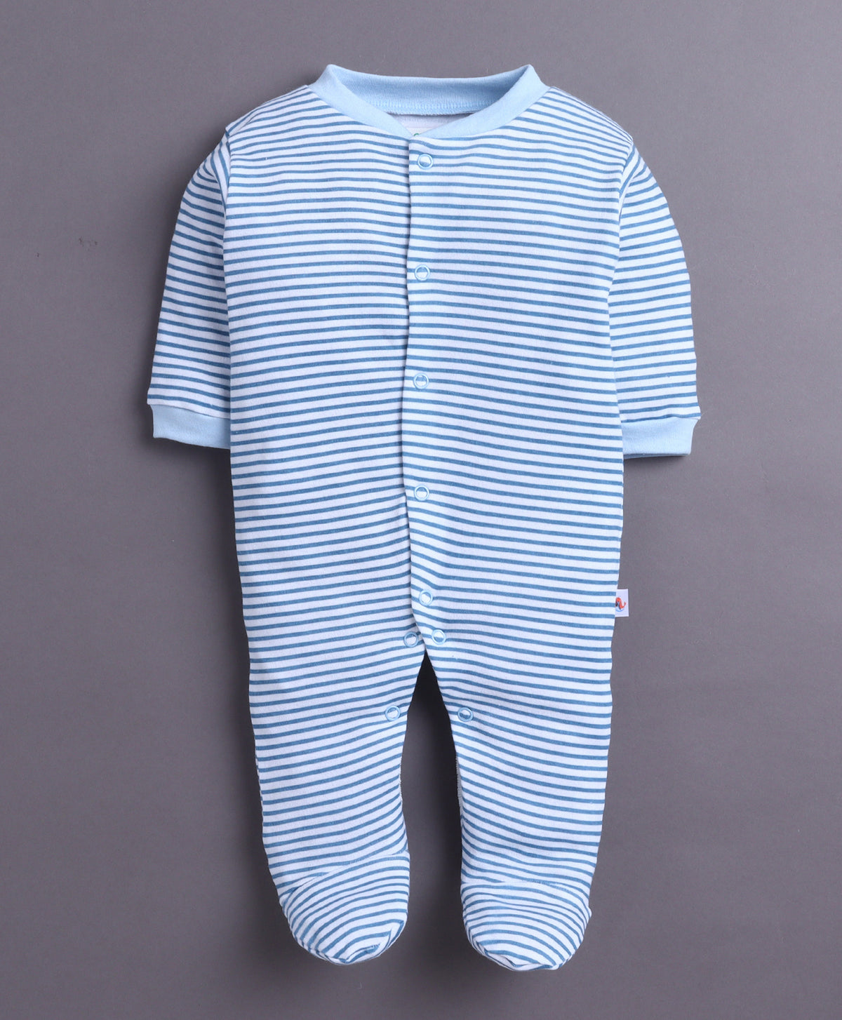 Bumzee Sky Blue & White Graphic Print Sleepsuit, Pack of 3, Full Sleeves