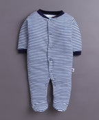 Bumzee Navy & White Graphic Print Sleepsuit, Pack of 3, Full Sleeves, 100% Cotton (Style Peb11017)