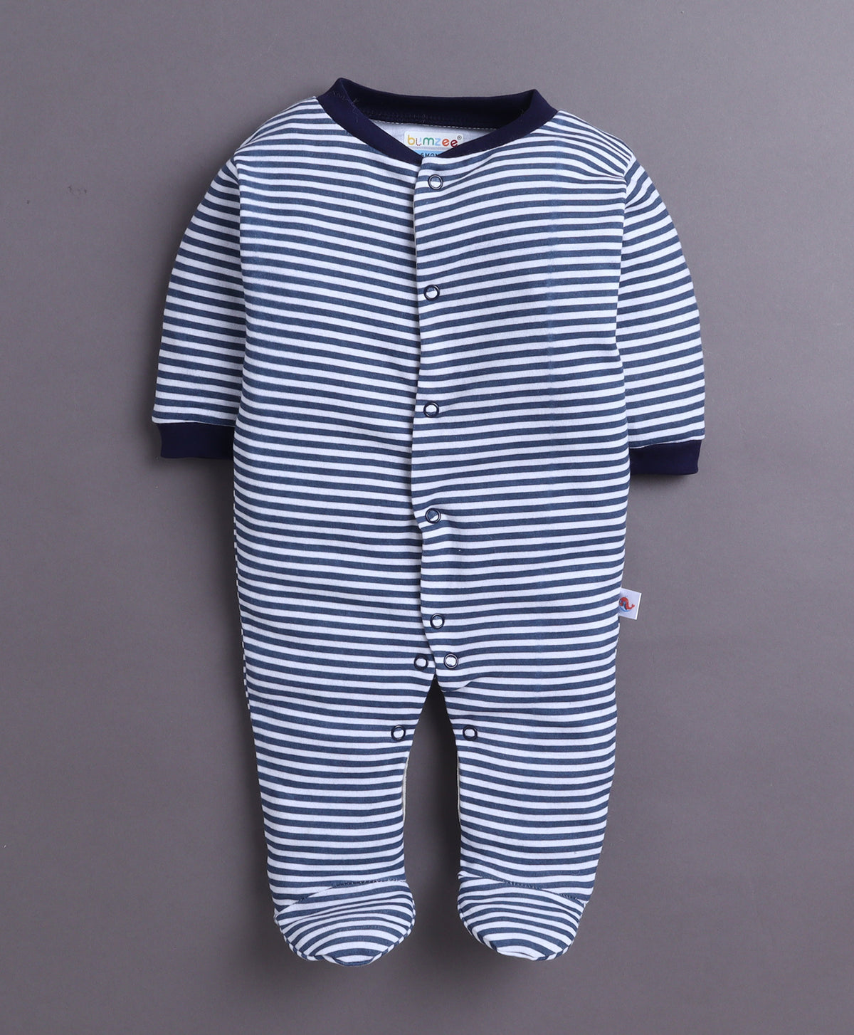 Bumzee Navy & White Graphic Print Sleepsuit, Pack of 3, Full Sleeves, 100% Cotton (Style Peb11017)
