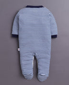 Bumzee Navy & White Graphic Print Sleepsuit, Pack of 3, Full Sleeves, 100% Cotton (Style Peb11017)