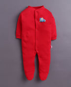 Bumzee Red & White Graphic Print Sleepsuit, Pack of 3, Full Sleeves, 100% Cotton