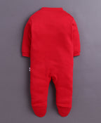 Bumzee Red & White Graphic Print Sleepsuit, Pack of 3, Full Sleeves, 100% Cotton