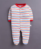 Bumzee Red & White Graphic Print Sleepsuit, Pack of 3, Full Sleeves, 100% Cotton