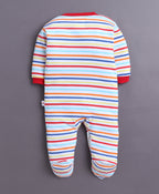 Bumzee Red & White Graphic Print Sleepsuit, Pack of 3, Full Sleeves, 100% Cotton