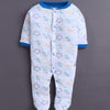 Royal Blue & White Baby Boys Full Sleeves Sleepsuit Pack Of 3