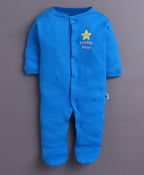 Bumzee Royal Blue & White Graphic Print Sleepsuit, Pack of 3, Full Sleeves