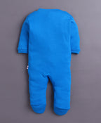 Bumzee Royal Blue & White Graphic Print Sleepsuit, Pack of 3, Full Sleeves