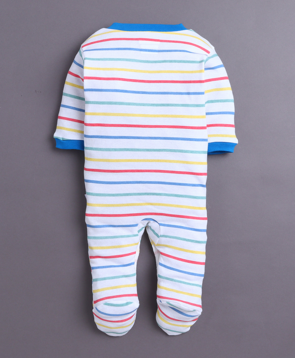 Bumzee Royal Blue & White Graphic Print Sleepsuit, Pack of 3, Full Sleeves