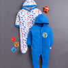 Royal Blue & White Baby Boys Full Sleeves Hooded Sleepsuit Pack Of 2