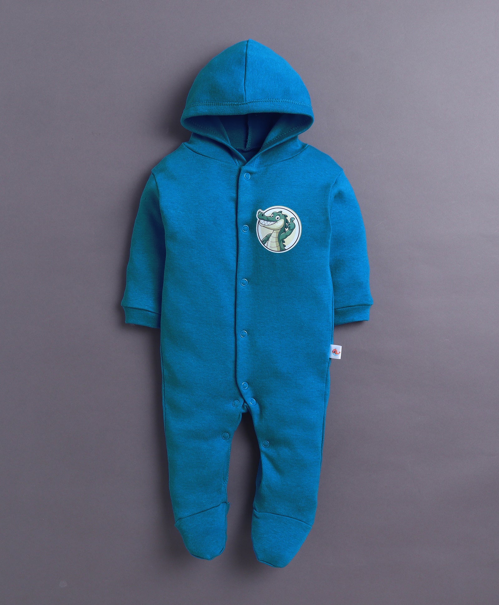 Royal Blue & White Baby Boys Full Sleeves Hooded Sleepsuit Pack Of 2