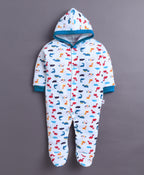Bumzee Royal Blue & White Animal Print Sleepsuit, Pack of 2, Full Sleeves
