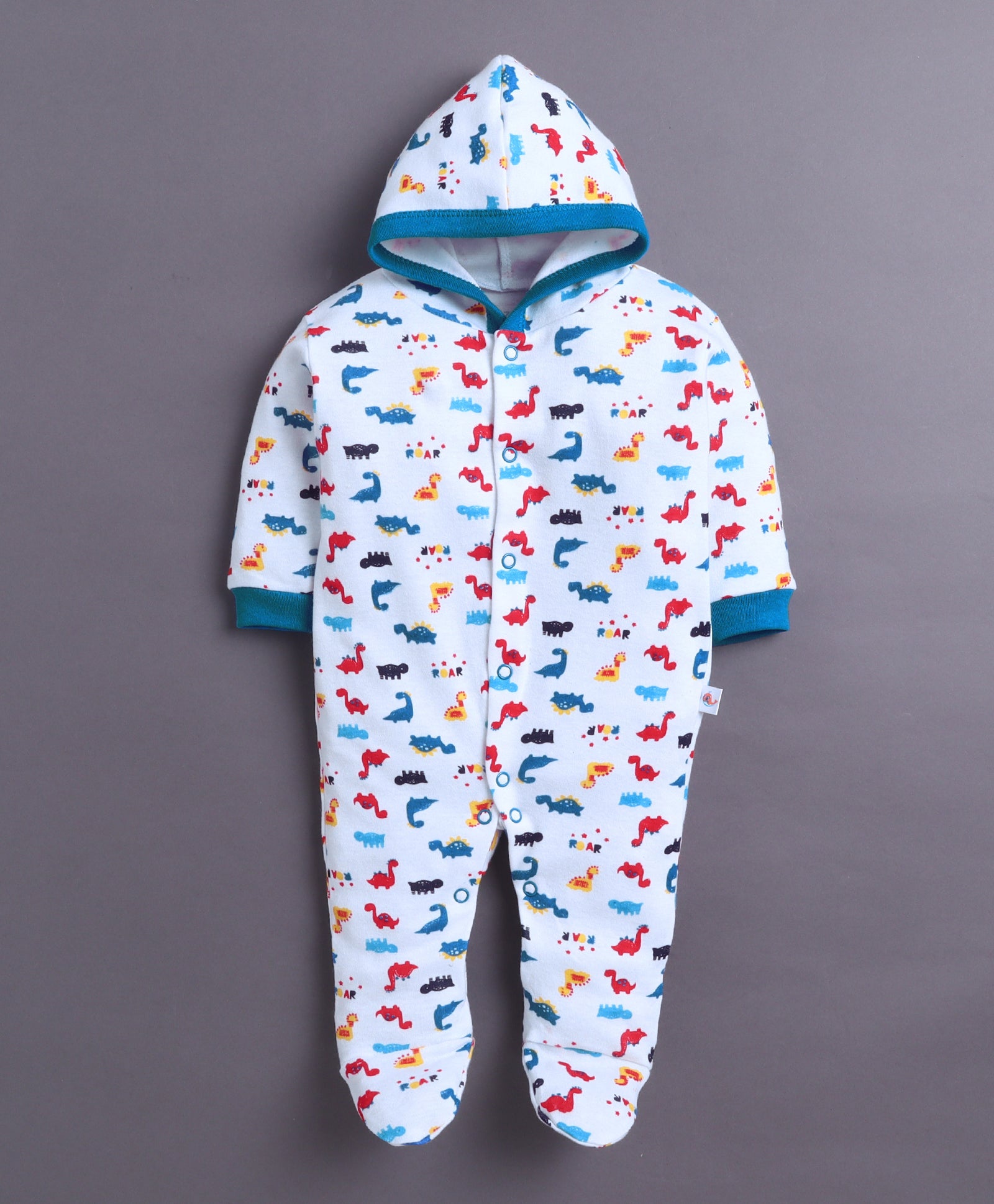 Royal Blue & White Baby Boys Full Sleeves Hooded Sleepsuit Pack Of 2