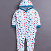 Royal Blue & White Baby Boys Full Sleeves Hooded Sleepsuit Pack Of 2