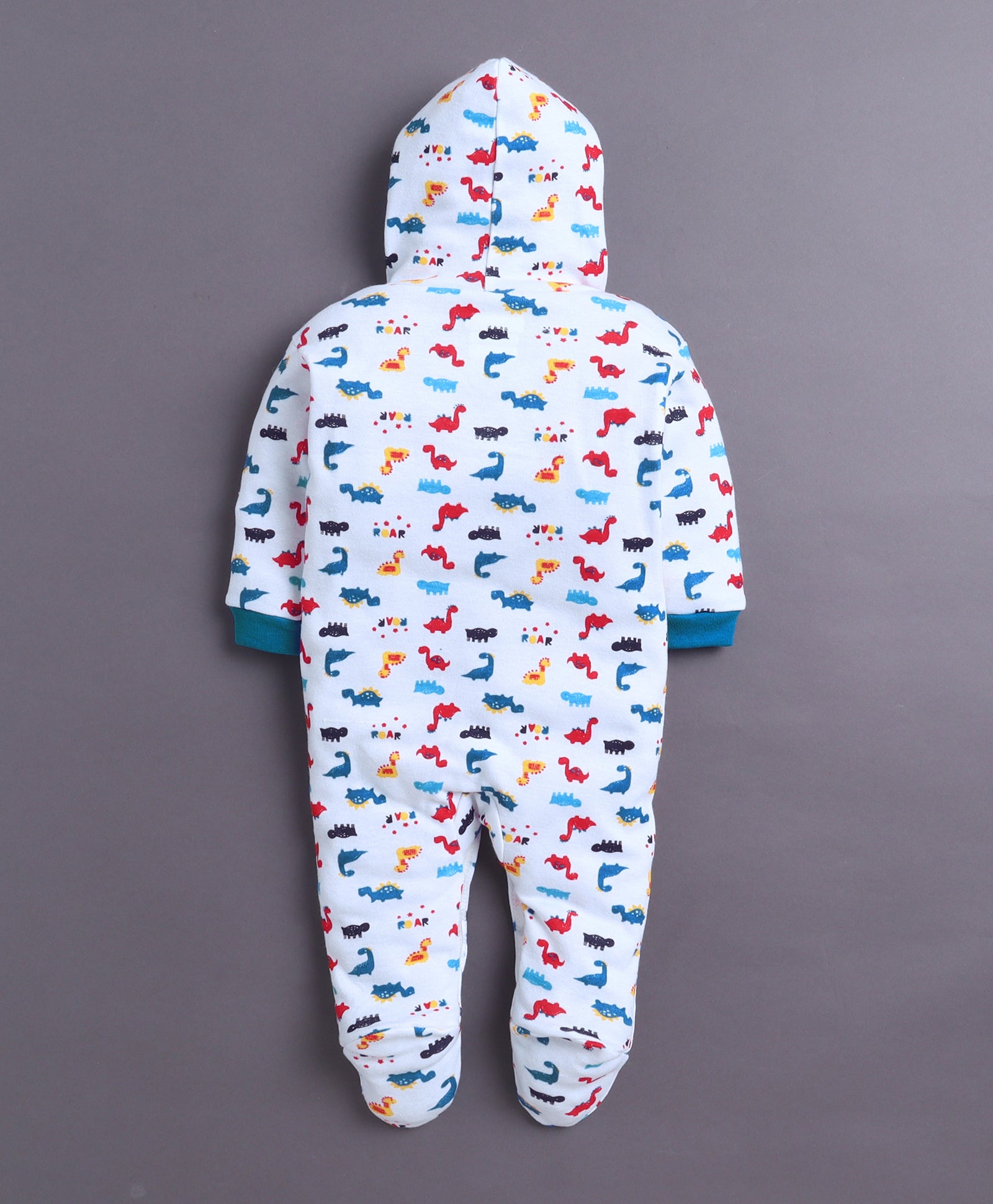 Royal Blue & White Baby Boys Full Sleeves Hooded Sleepsuit Pack Of 2