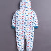 Royal Blue & White Baby Boys Full Sleeves Hooded Sleepsuit Pack Of 2