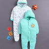 Mint Green & White Baby Girls Full Sleeves Hooded Sleepsuit Pack Of 2