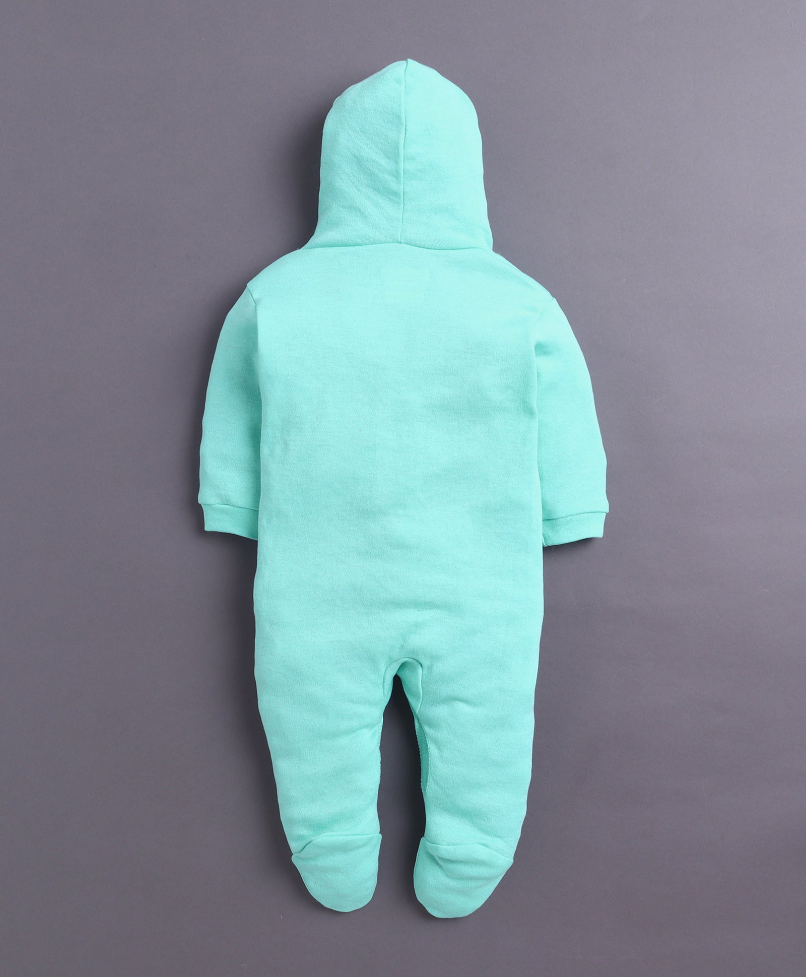 Mint Green & White Baby Girls Full Sleeves Hooded Sleepsuit Pack Of 2