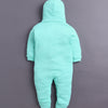 Mint Green & White Baby Girls Full Sleeves Hooded Sleepsuit Pack Of 2