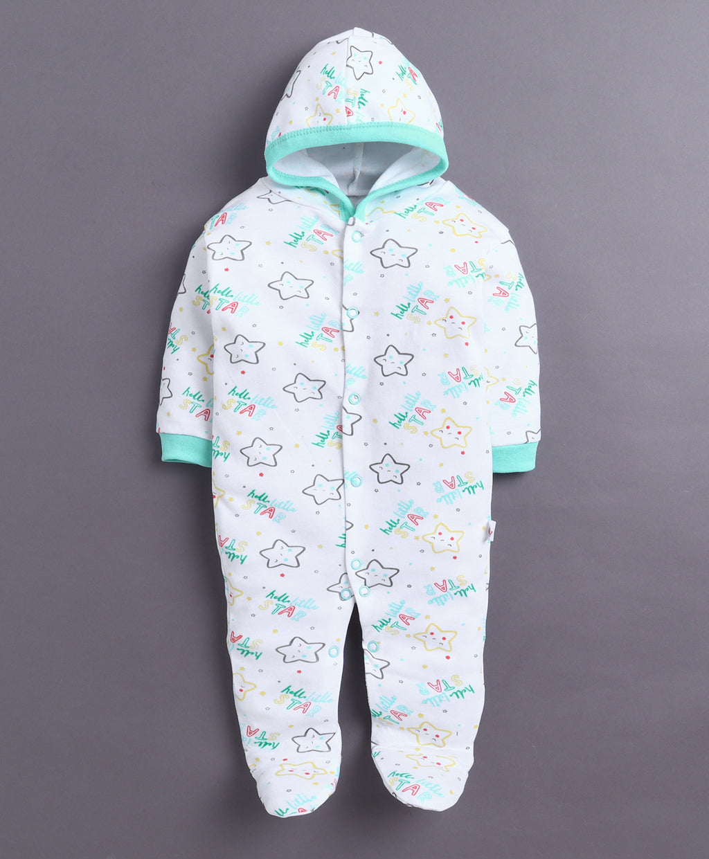 Bumzee Mint Green & White Graphic Print Sleepsuit, Pack of 2, Full Sleeves