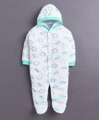 Bumzee Mint Green & White Graphic Print Sleepsuit, Pack of 2, Full Sleeves